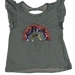 btween Striped Top with Sequin Rainbow